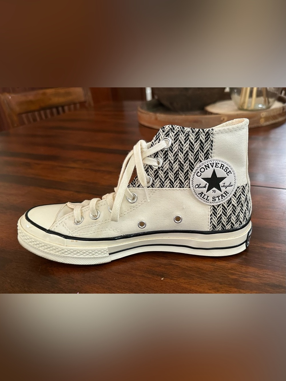 Converse Chuck 70 High Top Herringbone Patchwork White Mens 5.5 Women 7.5 NEW